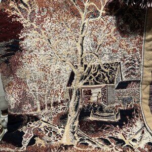 Goodwin Weavers 14900 Cotton Throw‎ Blanket winterland tree horses house carrige